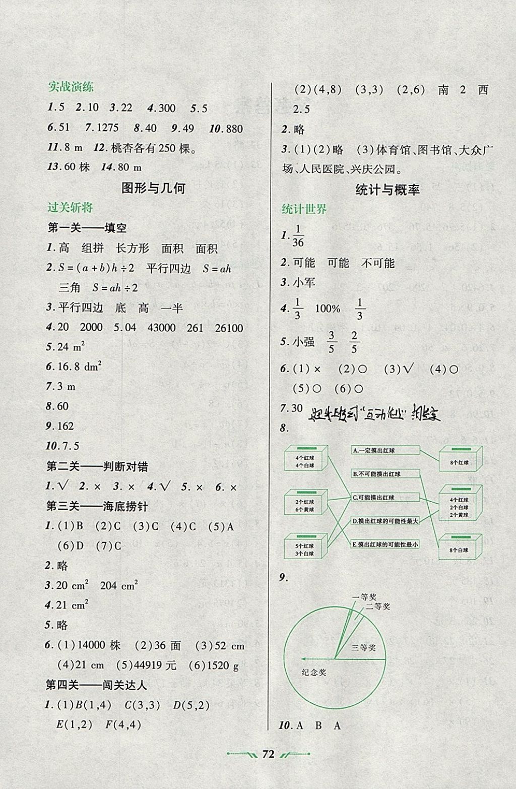 2018年寒假乐园五年级数学R辽宁师范大学出版社 参考答案第2页