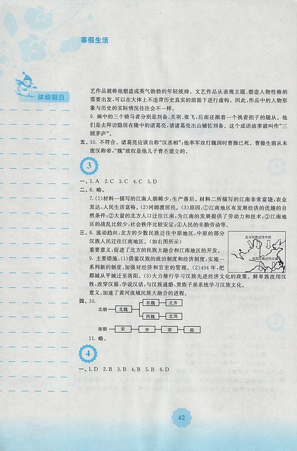 2018年寒假生活七年级历史人教版安徽教育出版社 参考答案第2页