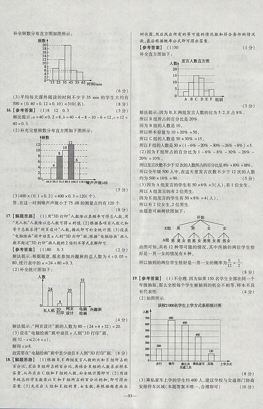 2018年金考卷活頁題選九年級數(shù)學(xué)下冊華師大版 參考答案第15頁