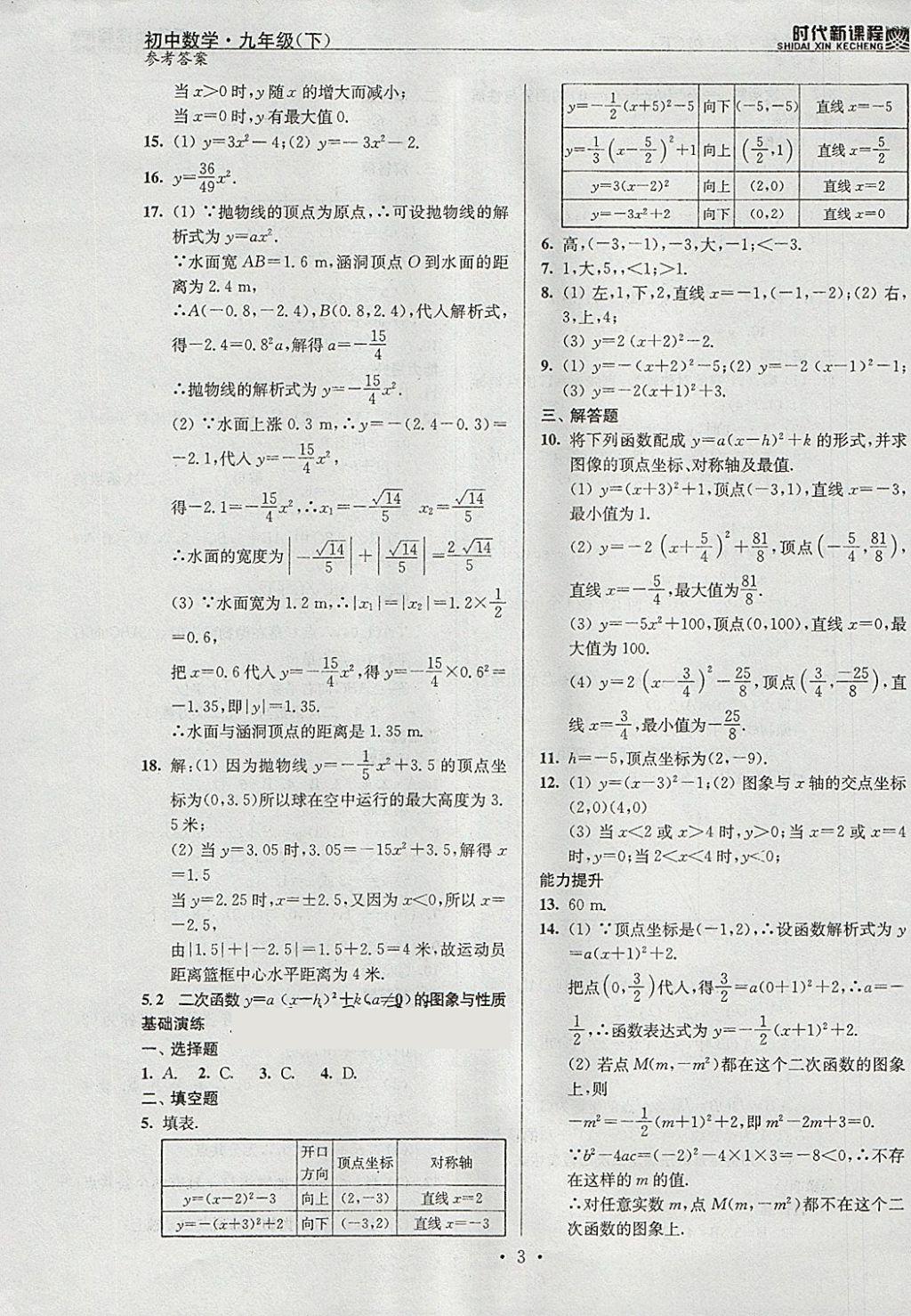 2018年時代新課程初中數(shù)學(xué)九年級下冊蘇科版 參考答案第3頁