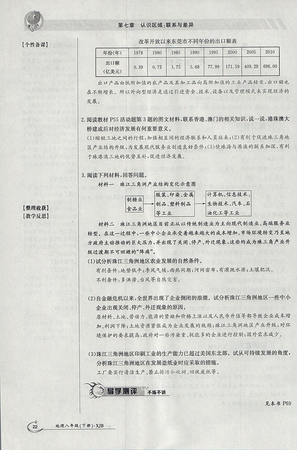 2018年金太阳导学案八年级地理下册湘教版 参考答案第22页