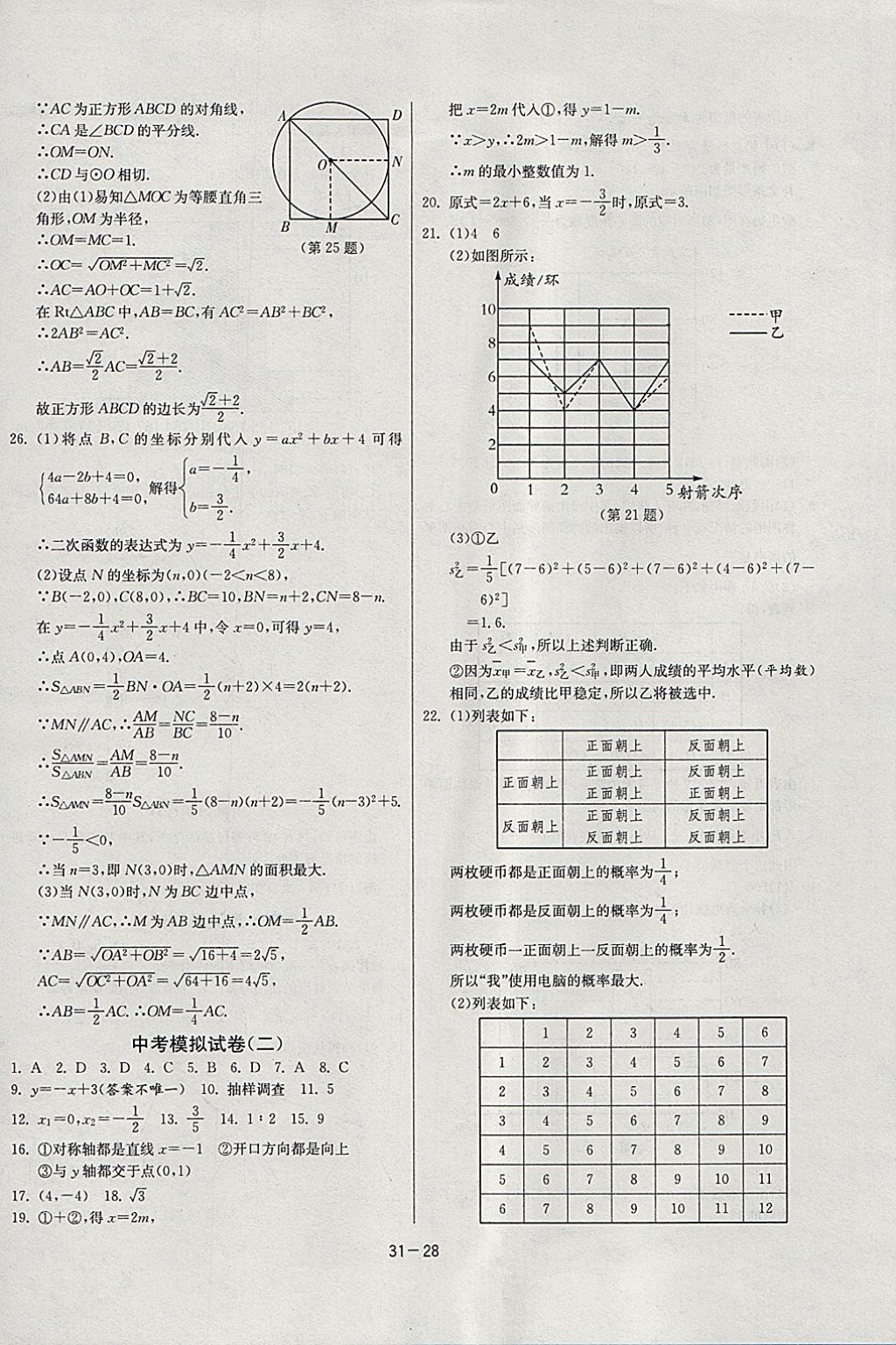 2018年課時訓(xùn)練九年級數(shù)學(xué)下冊江蘇版 參考答案第28頁