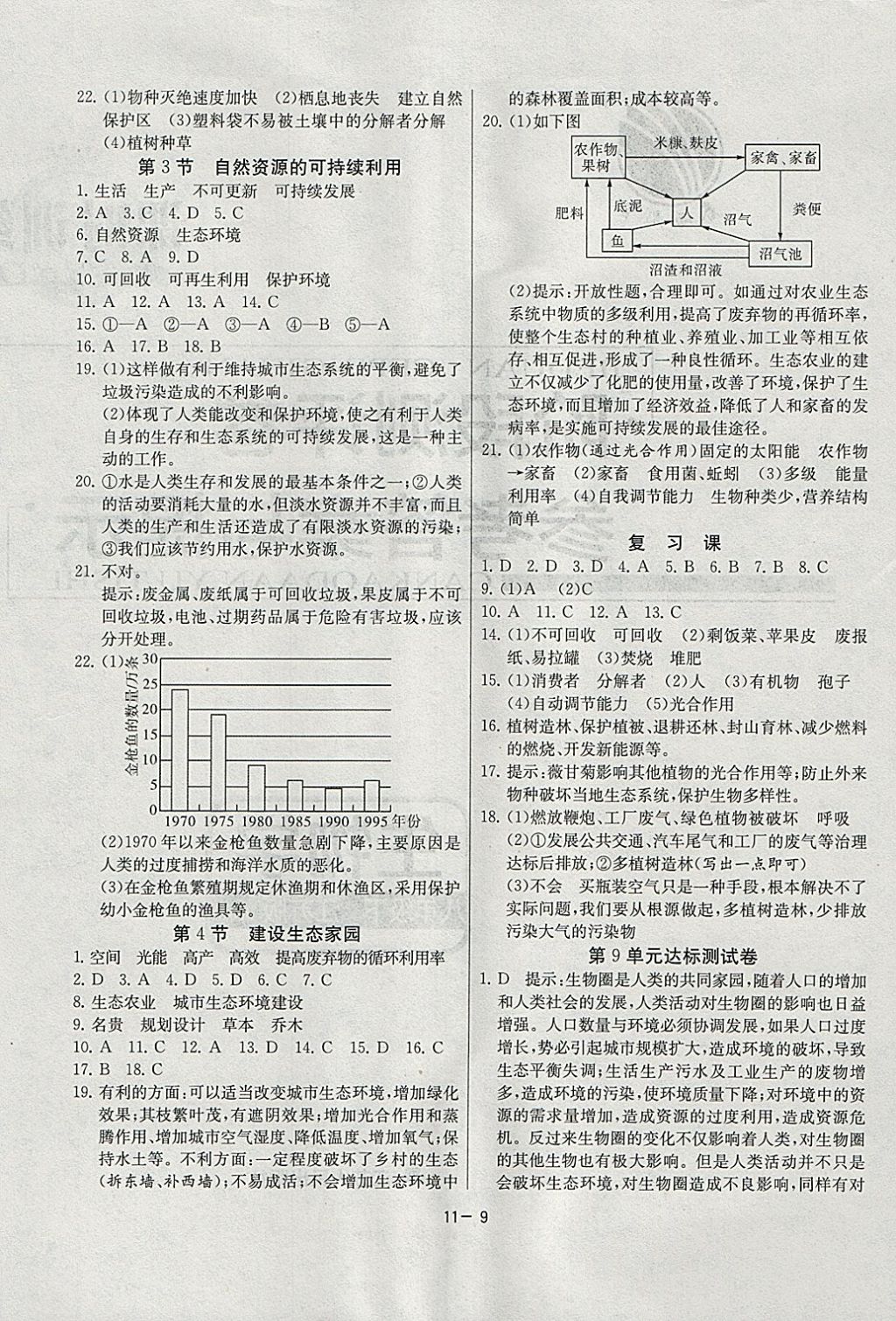 2018年課時訓(xùn)練八年級生物學(xué)下冊江蘇版 參考答案第9頁