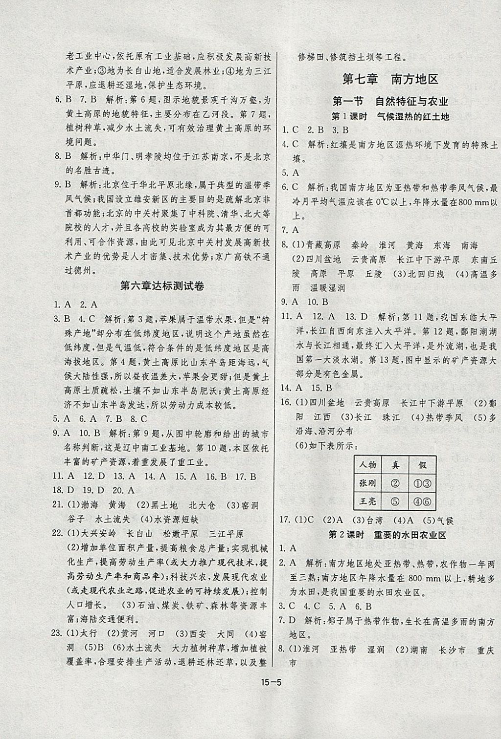 2018年课时训练八年级地理下册人教版 参考答案第5页