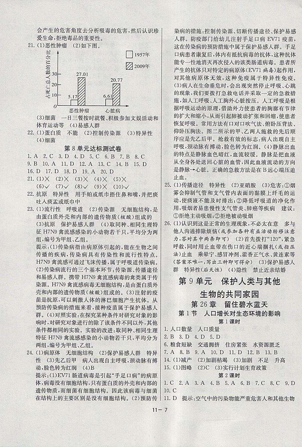 2018年課時訓練八年級生物學下冊江蘇版 參考答案第7頁