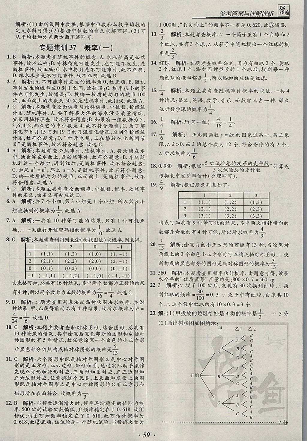 2018年授之以漁全國各地市中考試題分類數(shù)學(xué) 參考答案第59頁