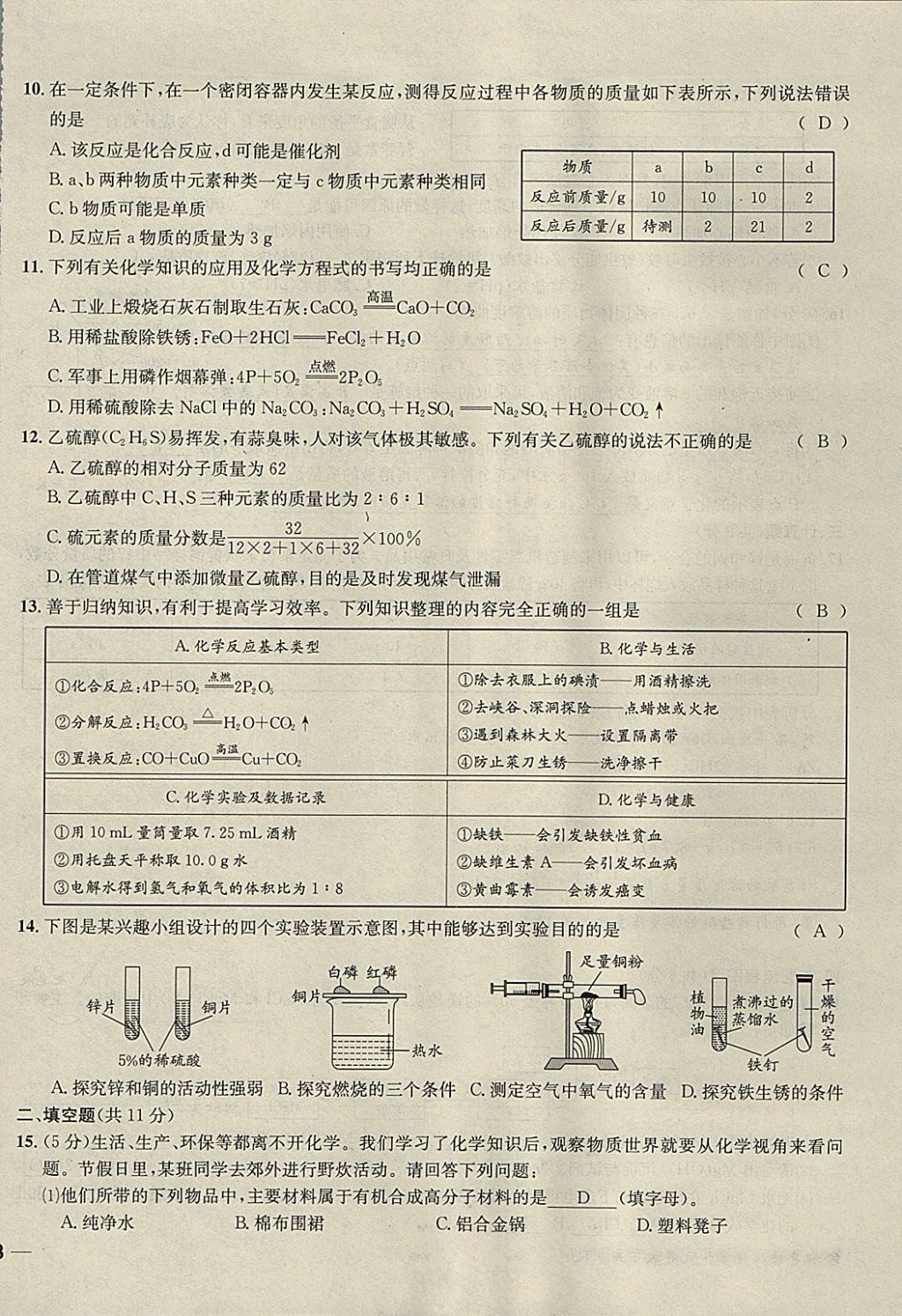 2018年名校秘題全程導練九年級化學下冊人教版 參考答案第131頁