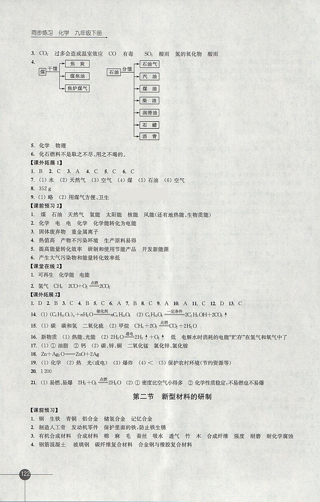 2018年同步練習(xí)九年級(jí)化學(xué)下冊(cè)滬教版江蘇鳳凰科學(xué)技術(shù)出版社 參考答案第14頁