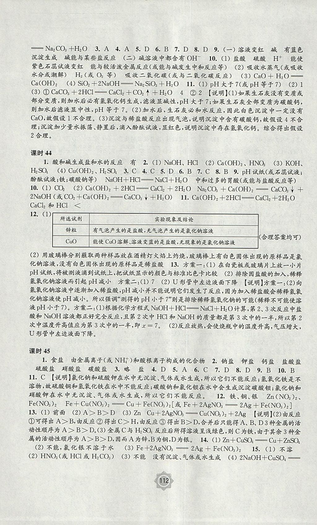 2018年學習與評價九年級化學下冊滬教版江蘇鳳凰教育出版社 參考答案第6頁