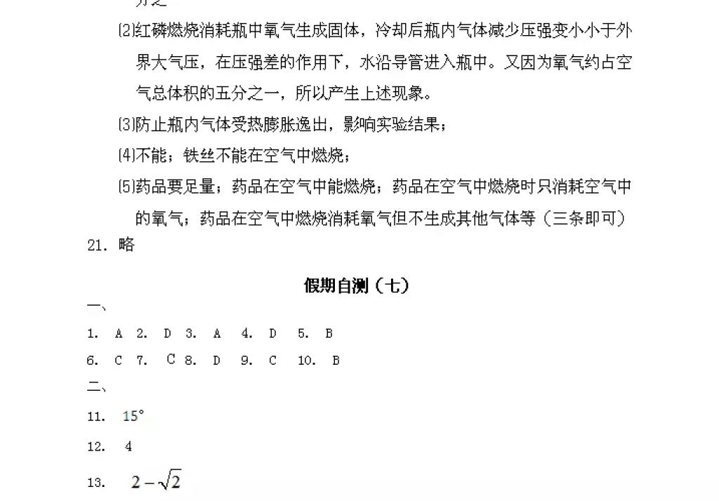 2018年寒假Happy假日九年级理科黑龙江少年儿童出版社 参考答案第73页