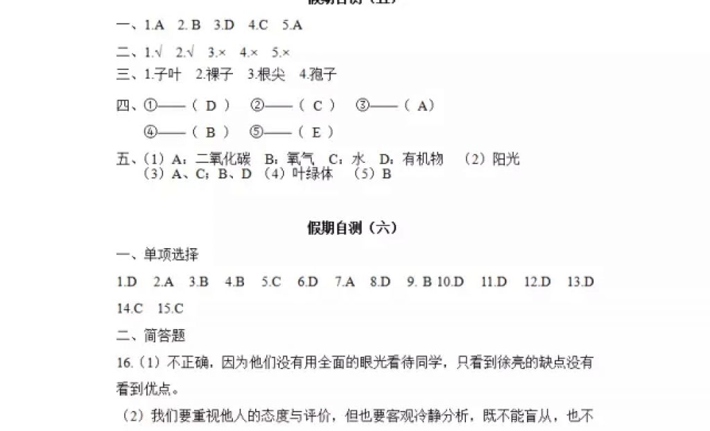 2018年寒假Happy假日七年級綜合人教版黑龍江少年兒童出版社 參考答案第15頁