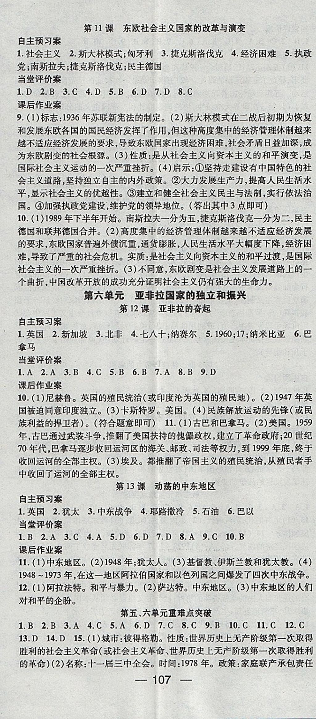 2018年名师测控九年级历史下册人教版 参考答案第5页