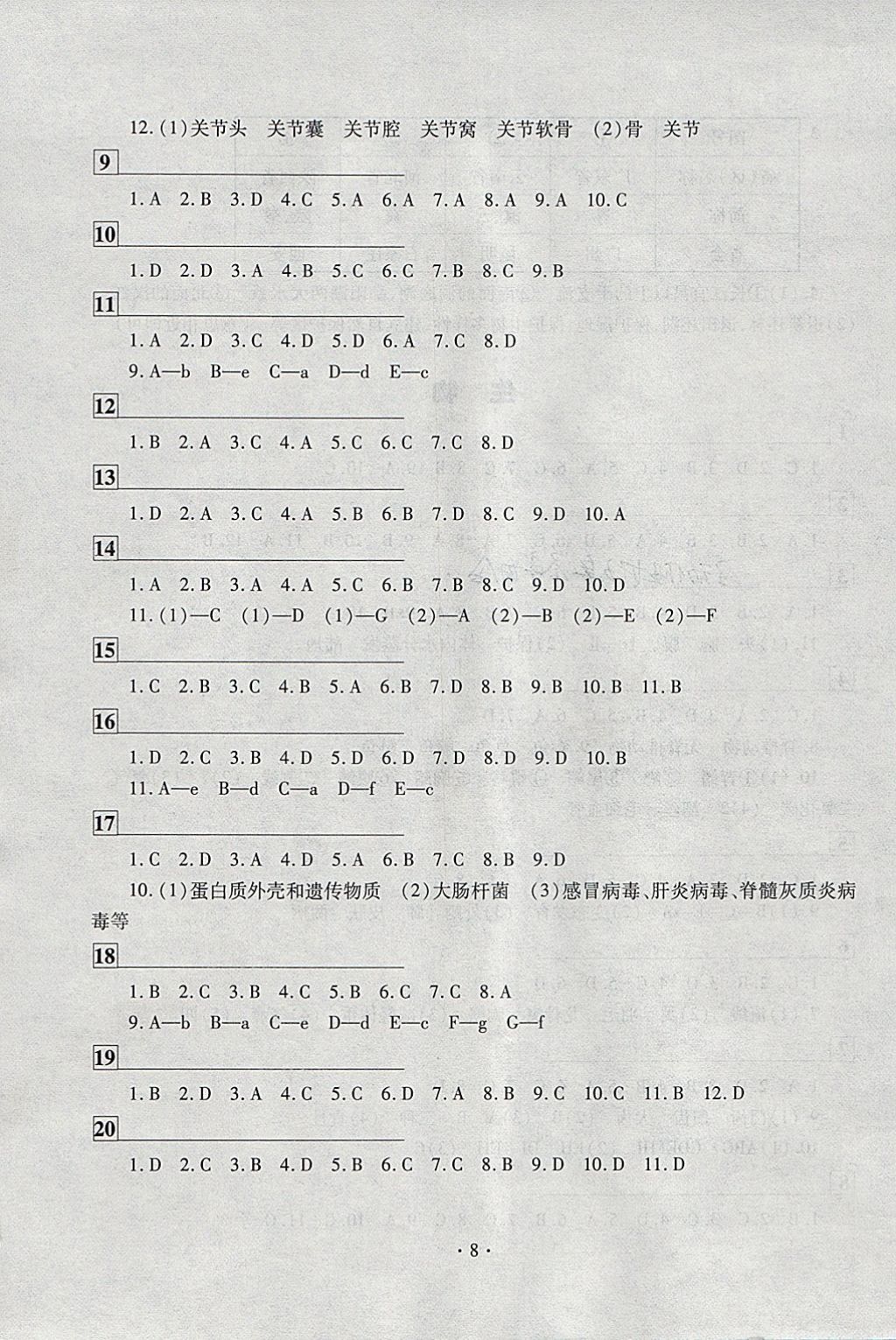 2018年寒假作業(yè)及活動八年級歷史地理生物各版通用 參考答案第8頁