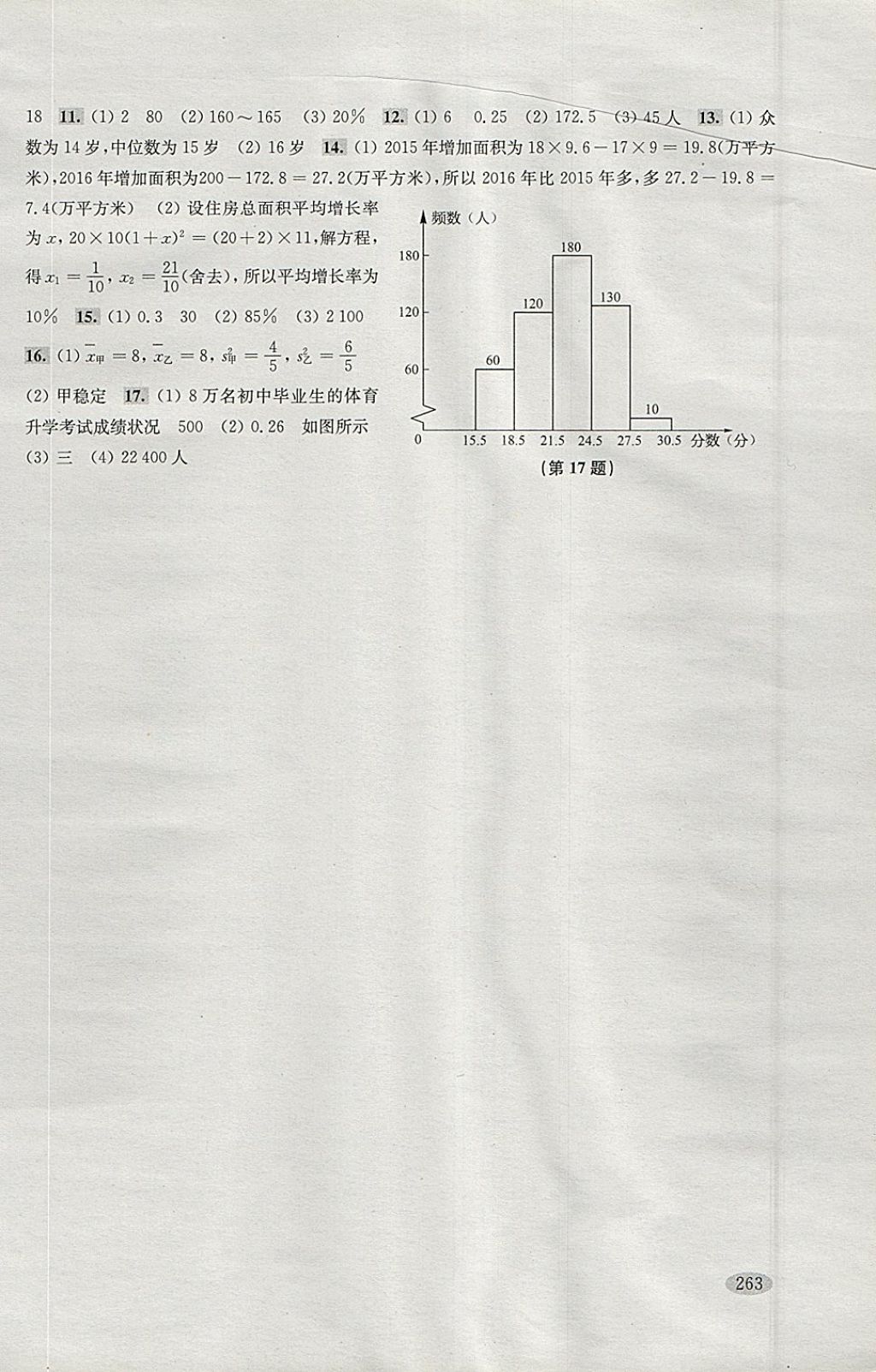 2018年新思路辅导与训练九年级数学 参考答案第21页