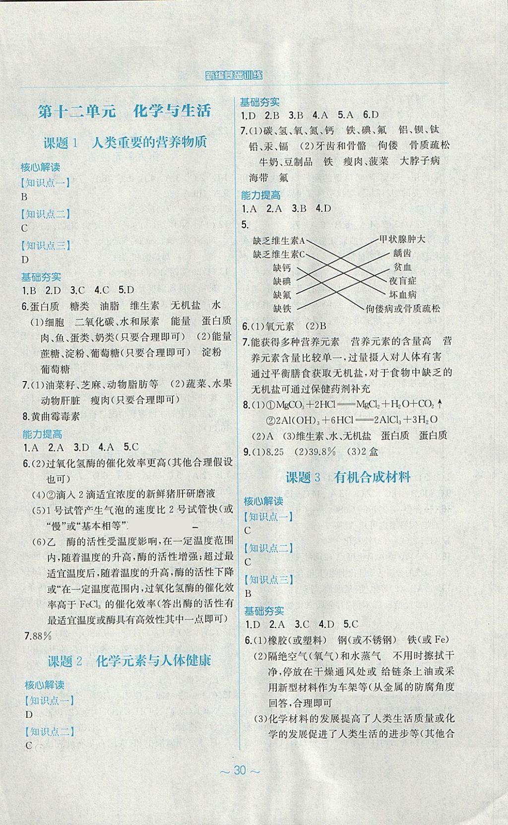 2018年新編基礎(chǔ)訓(xùn)練九年級(jí)化學(xué)下冊人教版 參考答案第10頁