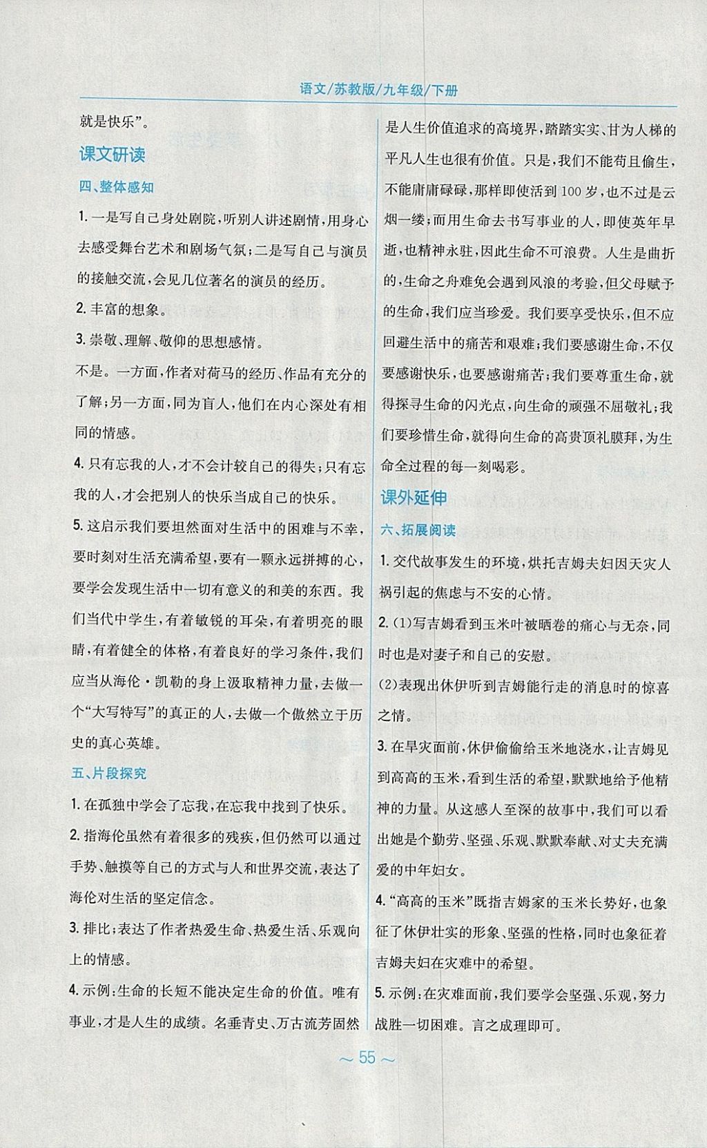 2018年新編基礎(chǔ)訓(xùn)練九年級語文下冊蘇教版 參考答案第11頁