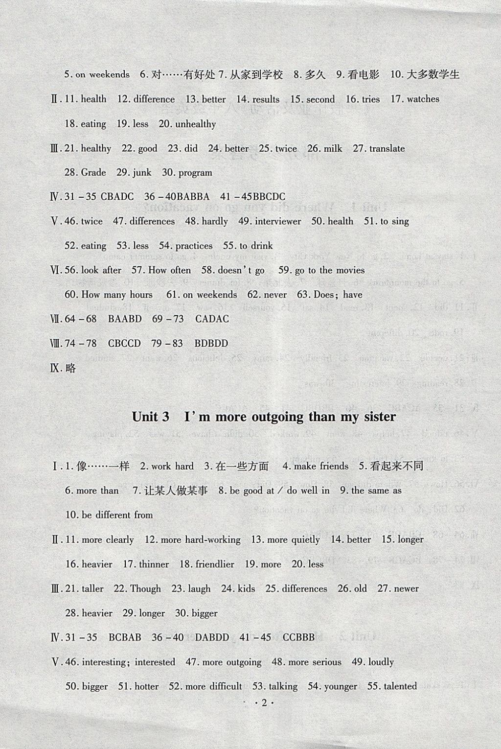 2018年寒假作业及活动八年级英语人教版 参考答案第2页