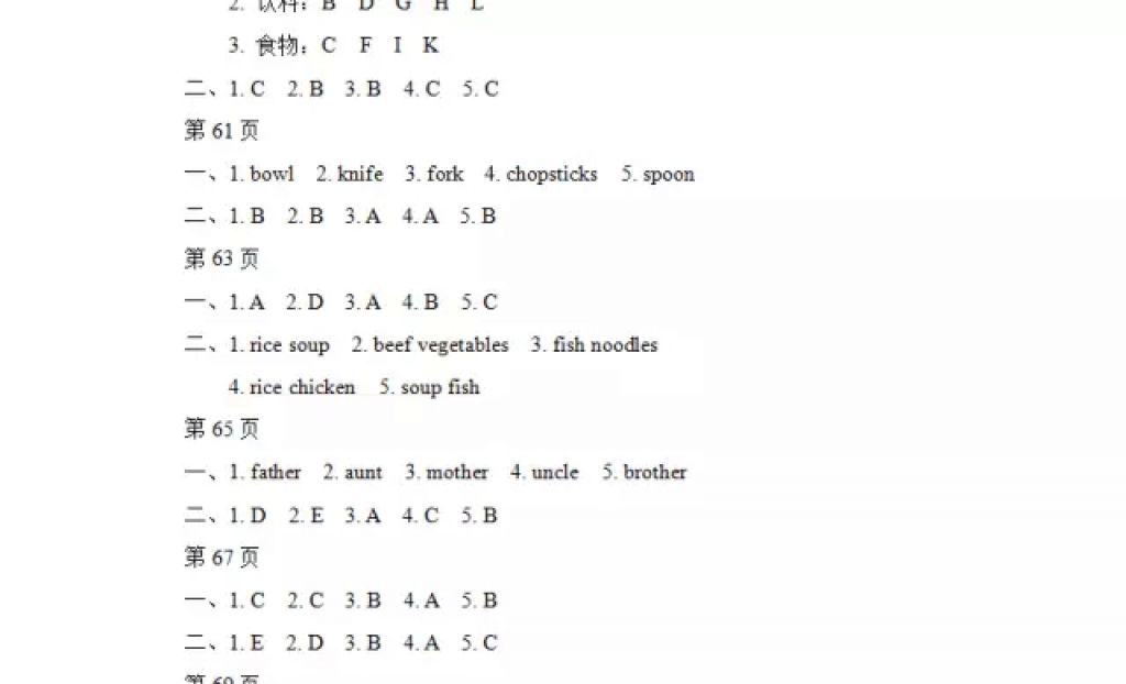 2018年阳光假日寒假四年级英语人教PEP版 参考答案第7页