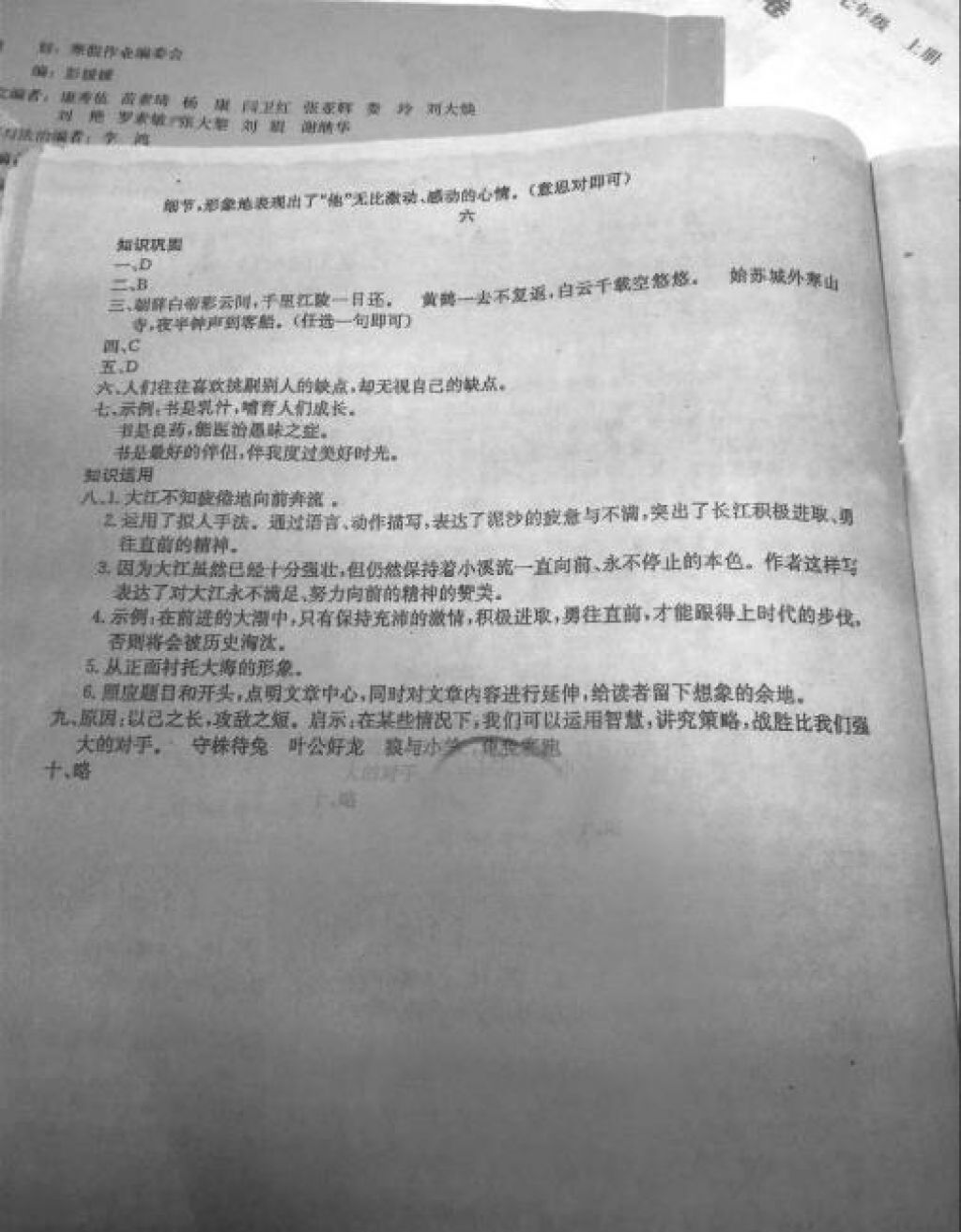 2018年寒假作业七年级合订本A版河南省专用延边教育出版社 参考答案第15页