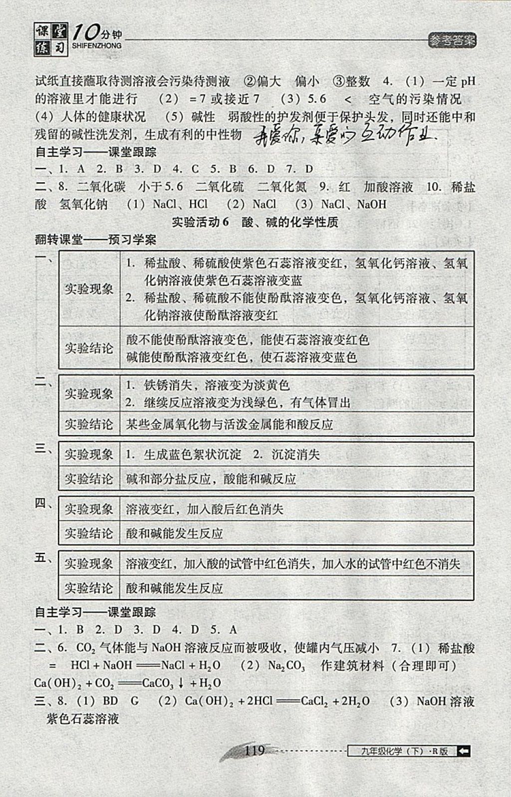 2018年翻轉(zhuǎn)課堂課堂10分鐘九年級化學(xué)下冊人教版 參考答案第11頁