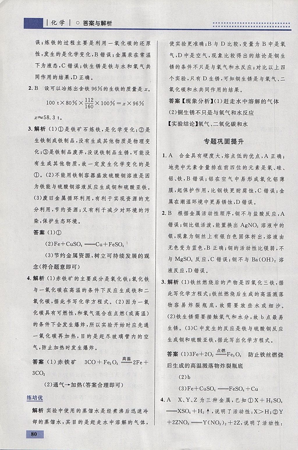 2018年初中同步學考優(yōu)化設(shè)計九年級化學下冊人教版 參考答案第6頁