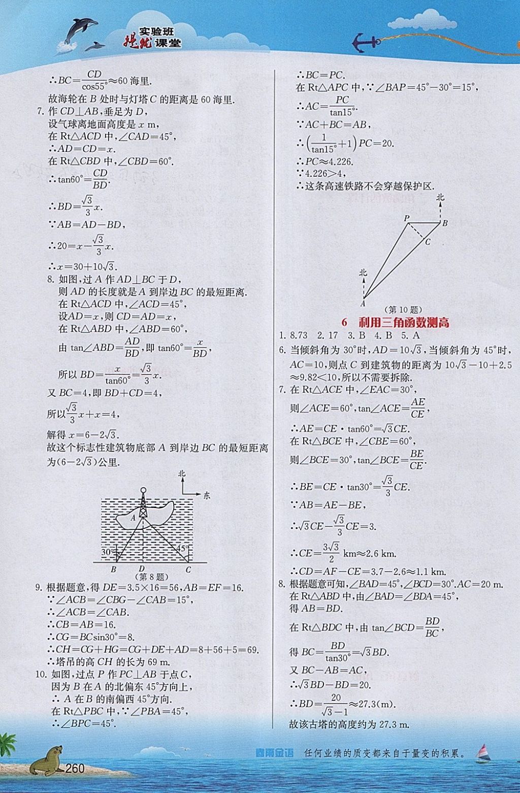 2018年實驗班提優(yōu)課堂九年級數(shù)學下冊北師大版 參考答案第11頁