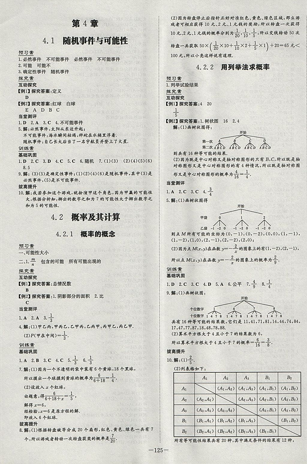 2018年初中同步學(xué)習(xí)導(dǎo)與練導(dǎo)學(xué)探究案九年級數(shù)學(xué)下冊湘教版 參考答案第17頁