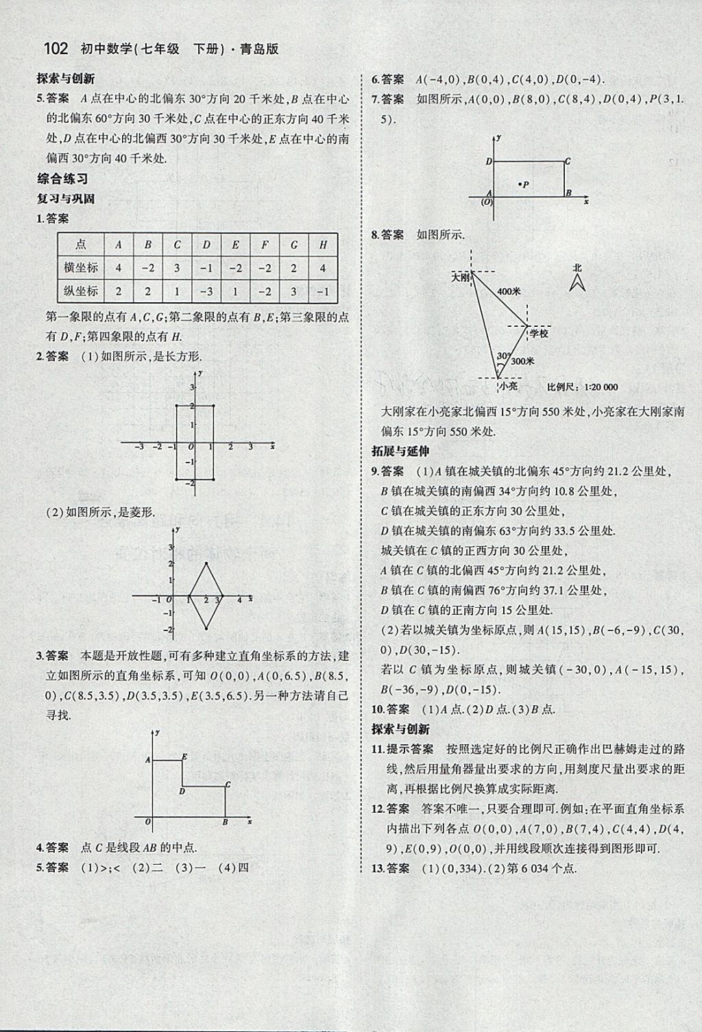 課本青島版七年級(jí)數(shù)學(xué)下冊 參考答案第16頁