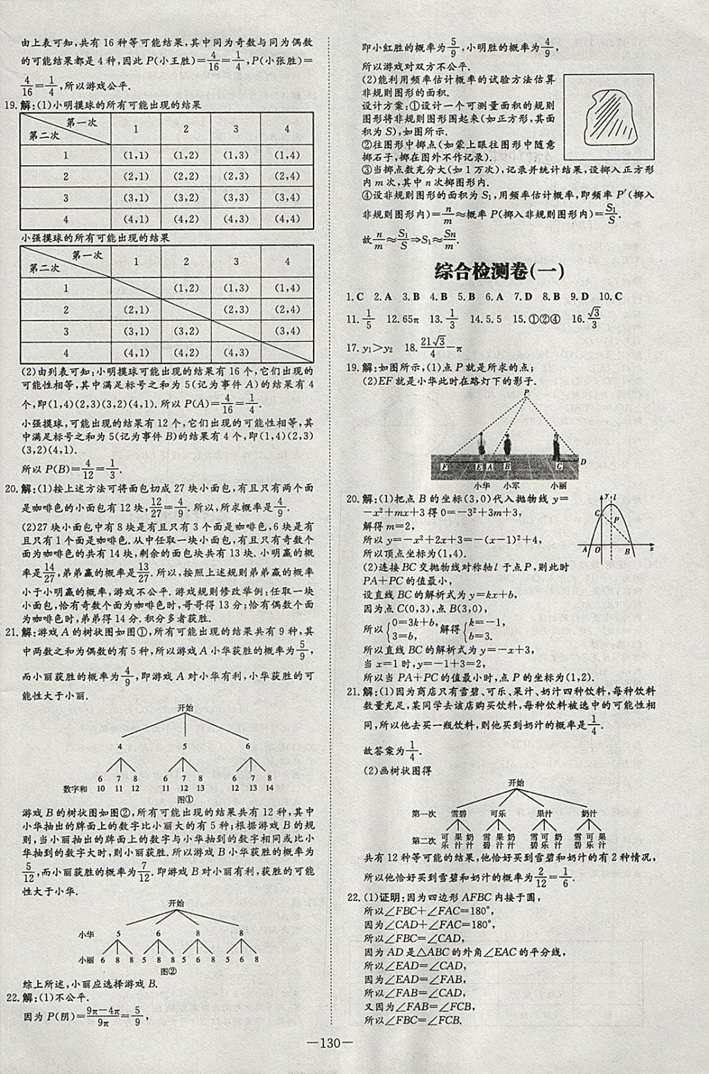 2018年初中同步學(xué)習(xí)導(dǎo)與練導(dǎo)學(xué)探究案九年級數(shù)學(xué)下冊湘教版 參考答案第22頁