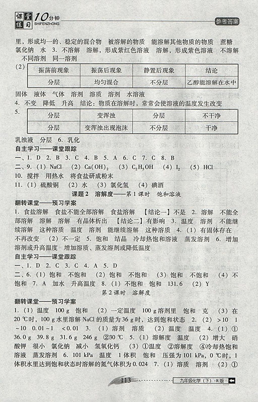 2018年翻轉(zhuǎn)課堂課堂10分鐘九年級(jí)化學(xué)下冊(cè)人教版 參考答案第5頁