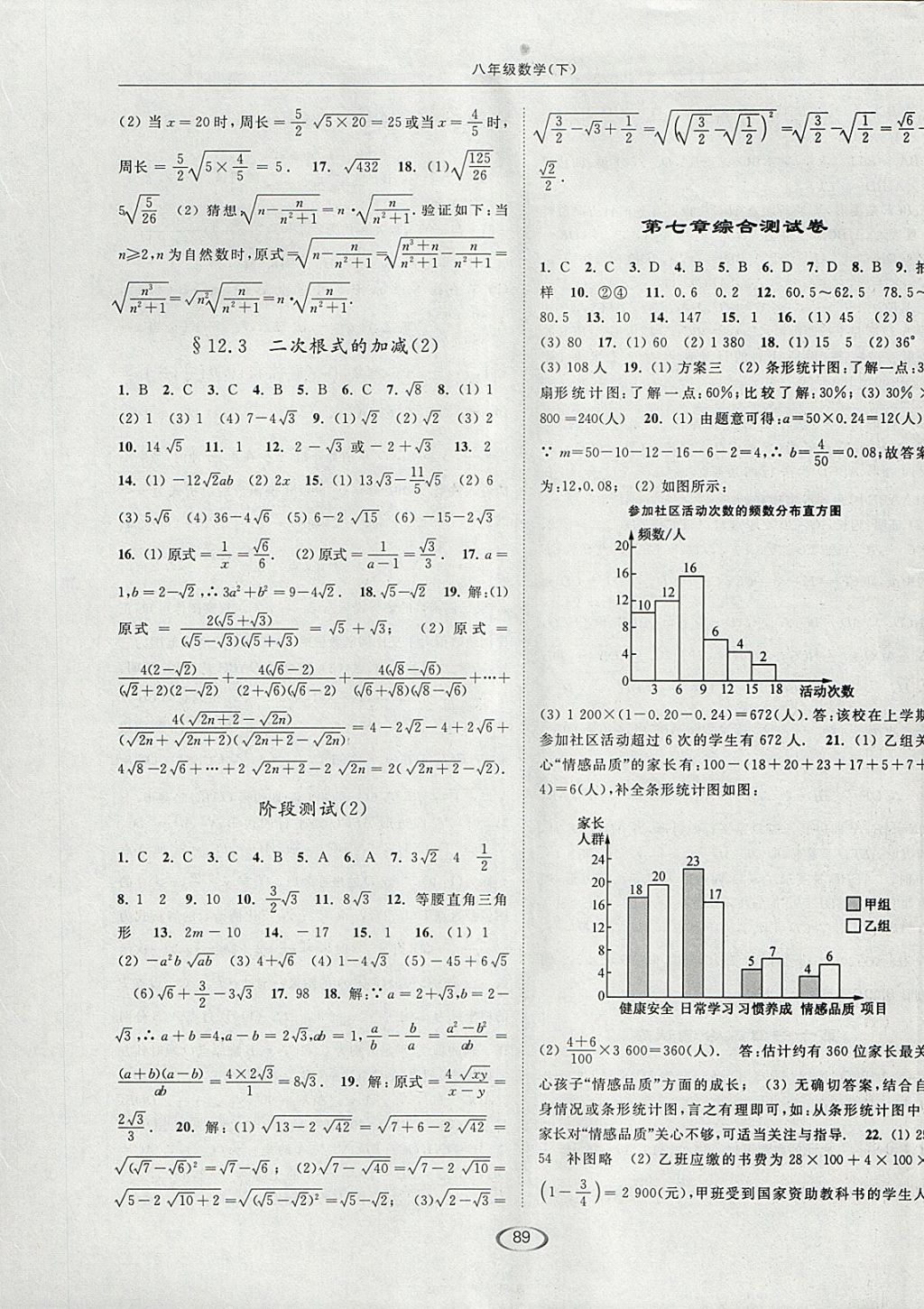 2018年亮点给力提优课时作业本八年级数学下册江苏版 参考答案第17页