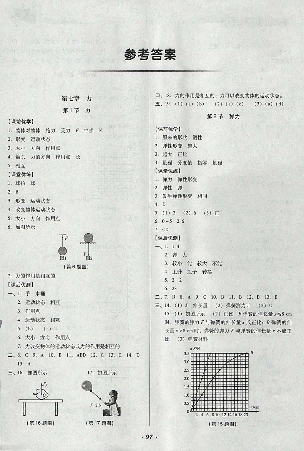 2018年全优点练课计划八年级物理下册人教版 参考答案第1页