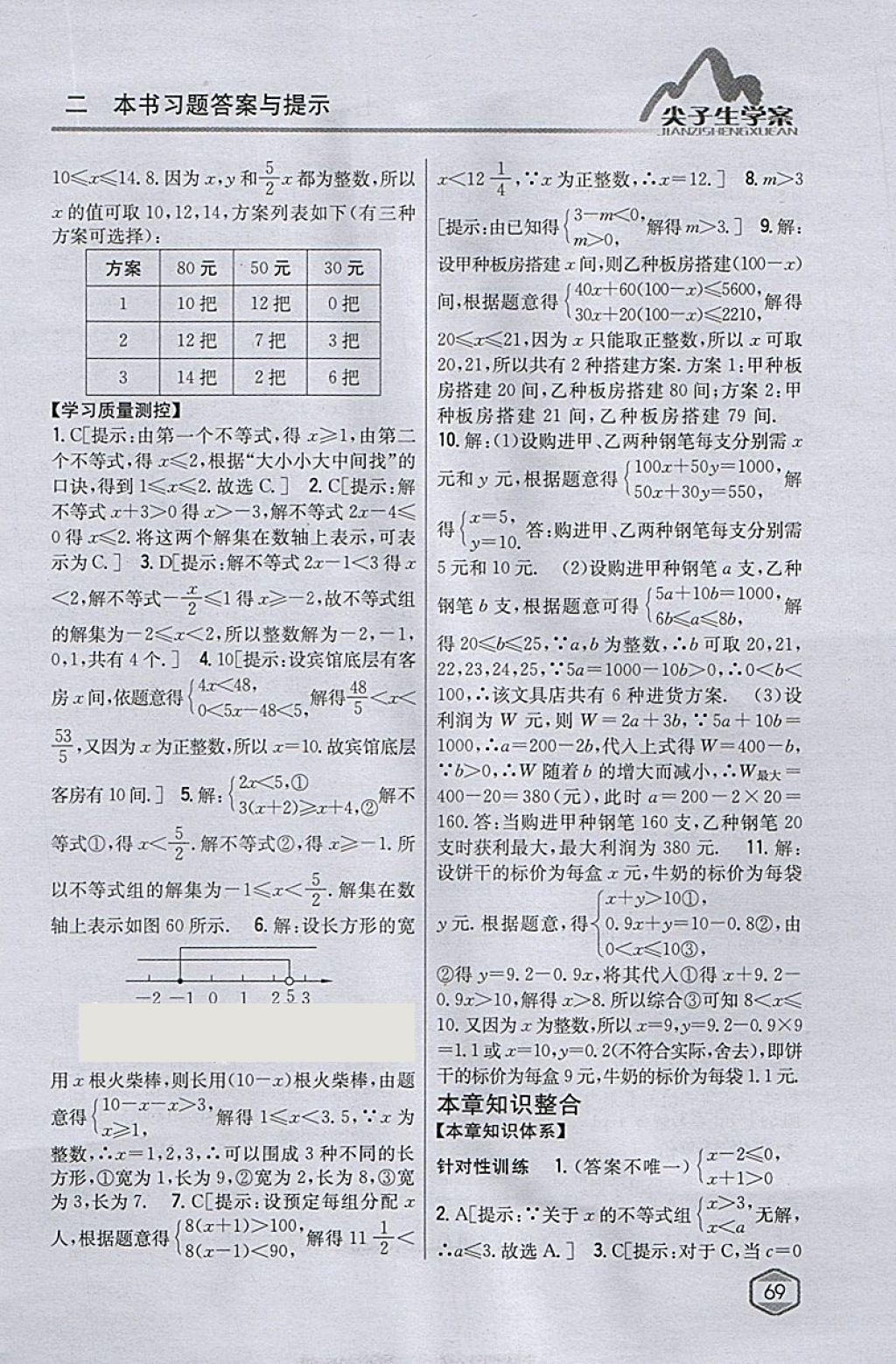 2018年尖子生学案七年级数学下册人教版 参考答案第29页