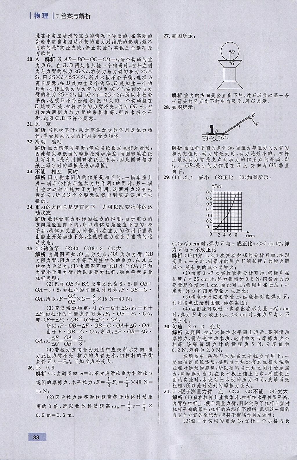 2018年初中同步學(xué)考優(yōu)化設(shè)計八年級物理下冊粵滬版 參考答案第6頁