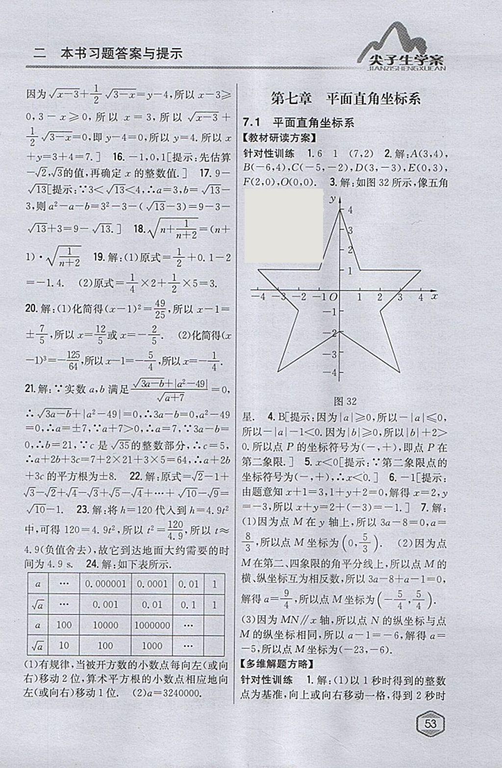 2018年尖子生学案七年级数学下册人教版 参考答案第13页