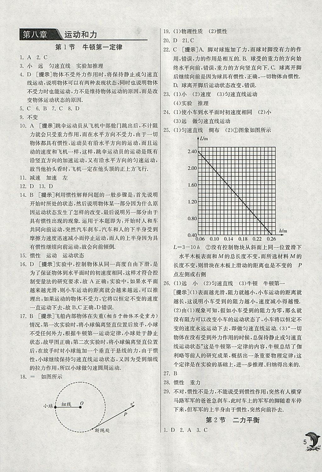 2018年實驗班提優(yōu)訓(xùn)練八年級物理下冊人教版 參考答案第5頁