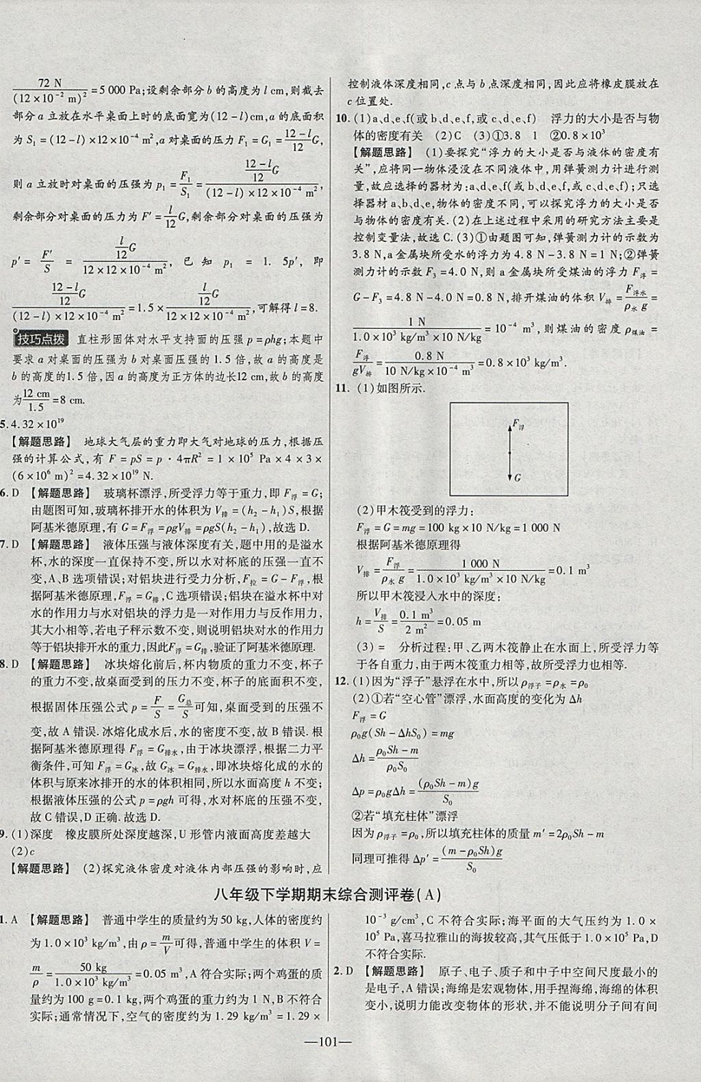 2018年金考卷活頁(yè)題選八年級(jí)物理下冊(cè)蘇科版 參考答案第17頁(yè)