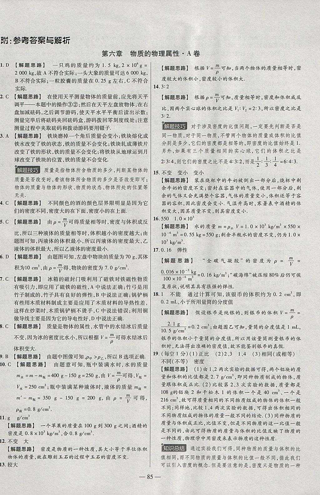 2018年金考卷活页题选八年级物理下册苏科版 参考答案第1页