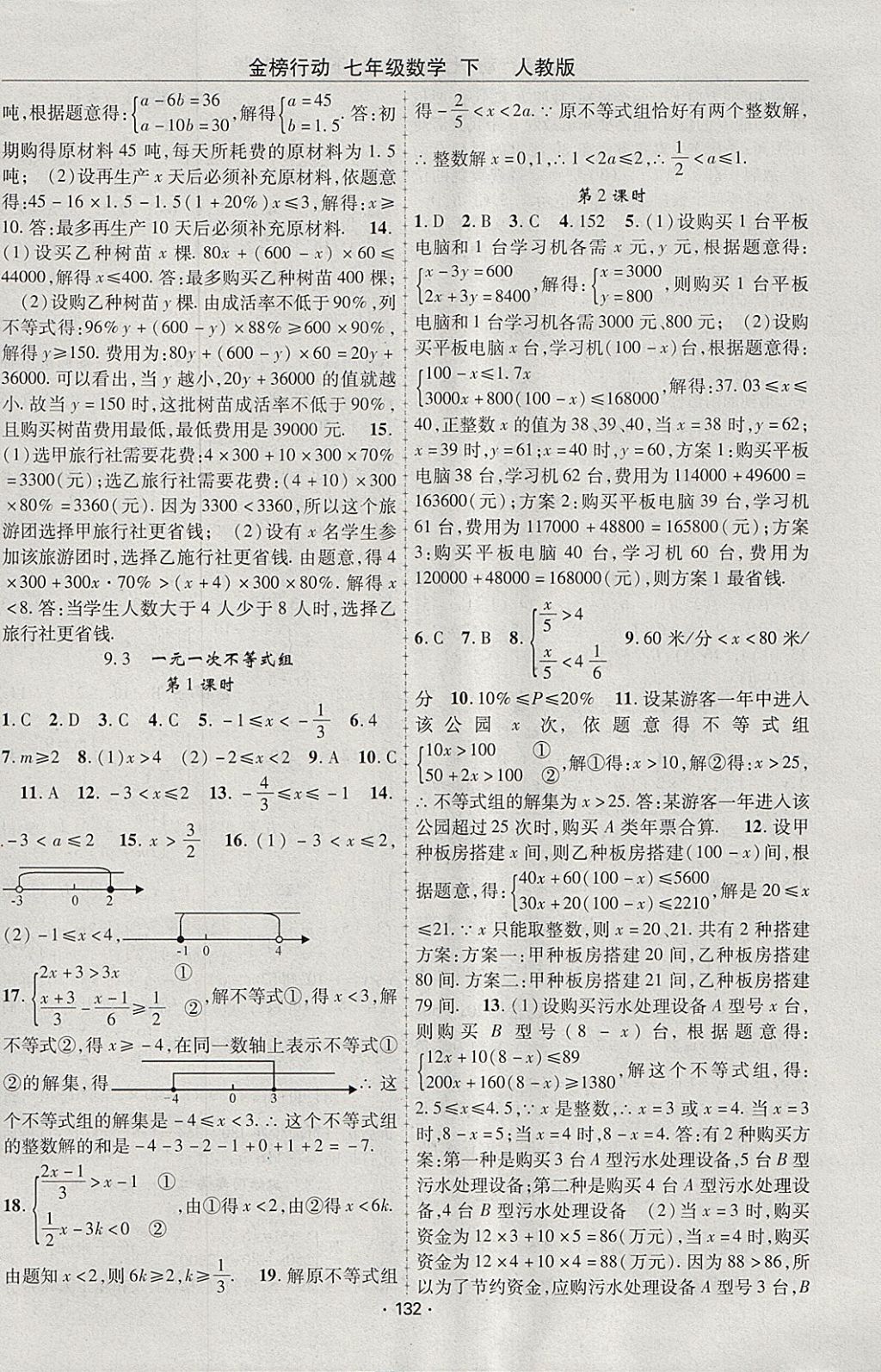 2018年金榜行動(dòng)課時(shí)導(dǎo)學(xué)案七年級(jí)數(shù)學(xué)下冊(cè)人教版 參考答案第8頁(yè)