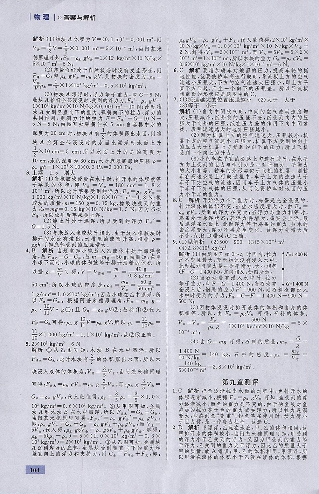 2018年初中同步學(xué)考優(yōu)化設(shè)計(jì)八年級(jí)物理下冊(cè)粵滬版 參考答案第22頁(yè)