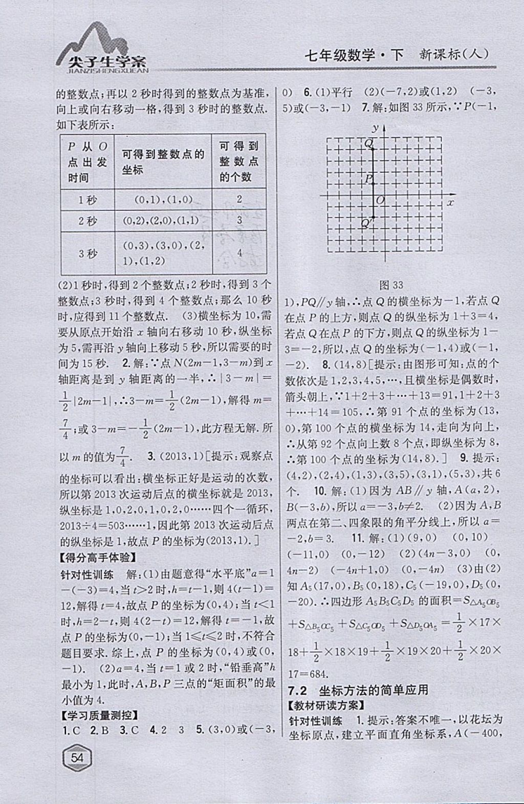 2018年尖子生学案七年级数学下册人教版 参考答案第14页