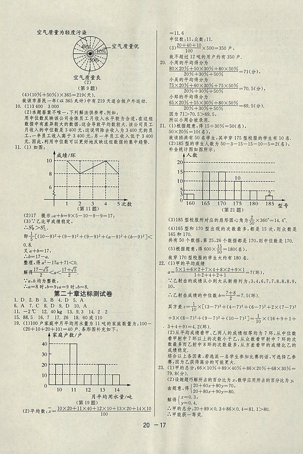 2018年1課3練單元達(dá)標(biāo)測(cè)試八年級(jí)數(shù)學(xué)下冊(cè)人教版 參考答案第17頁(yè)