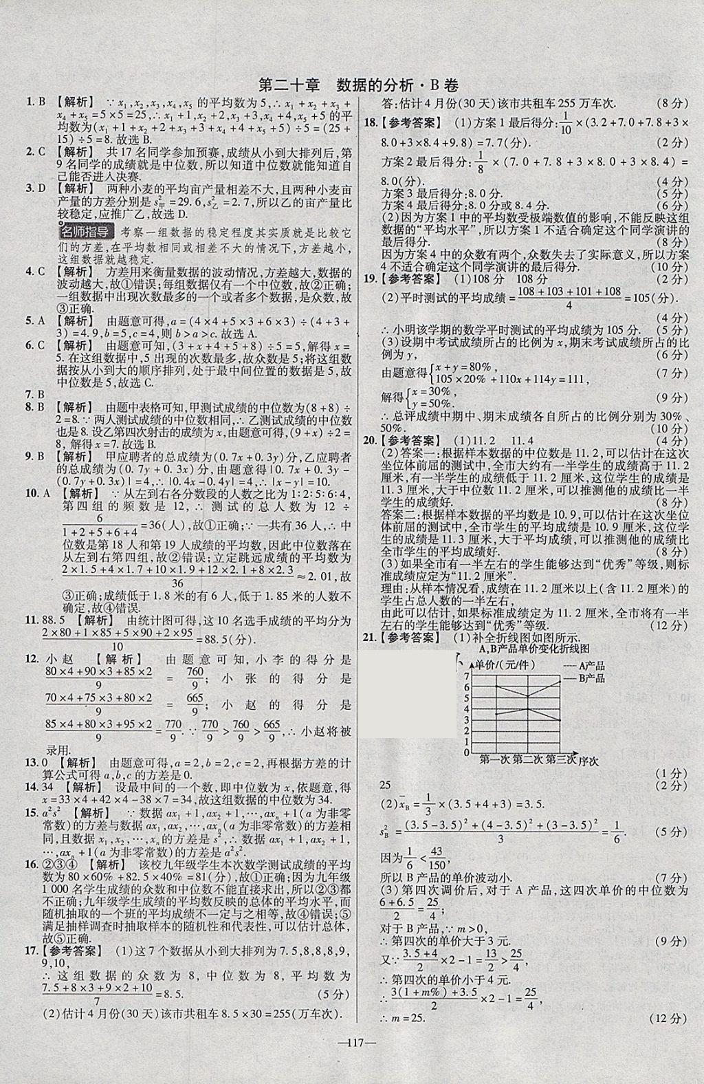 2018年金考卷活页题选八年级数学下册人教版 参考答案第15页