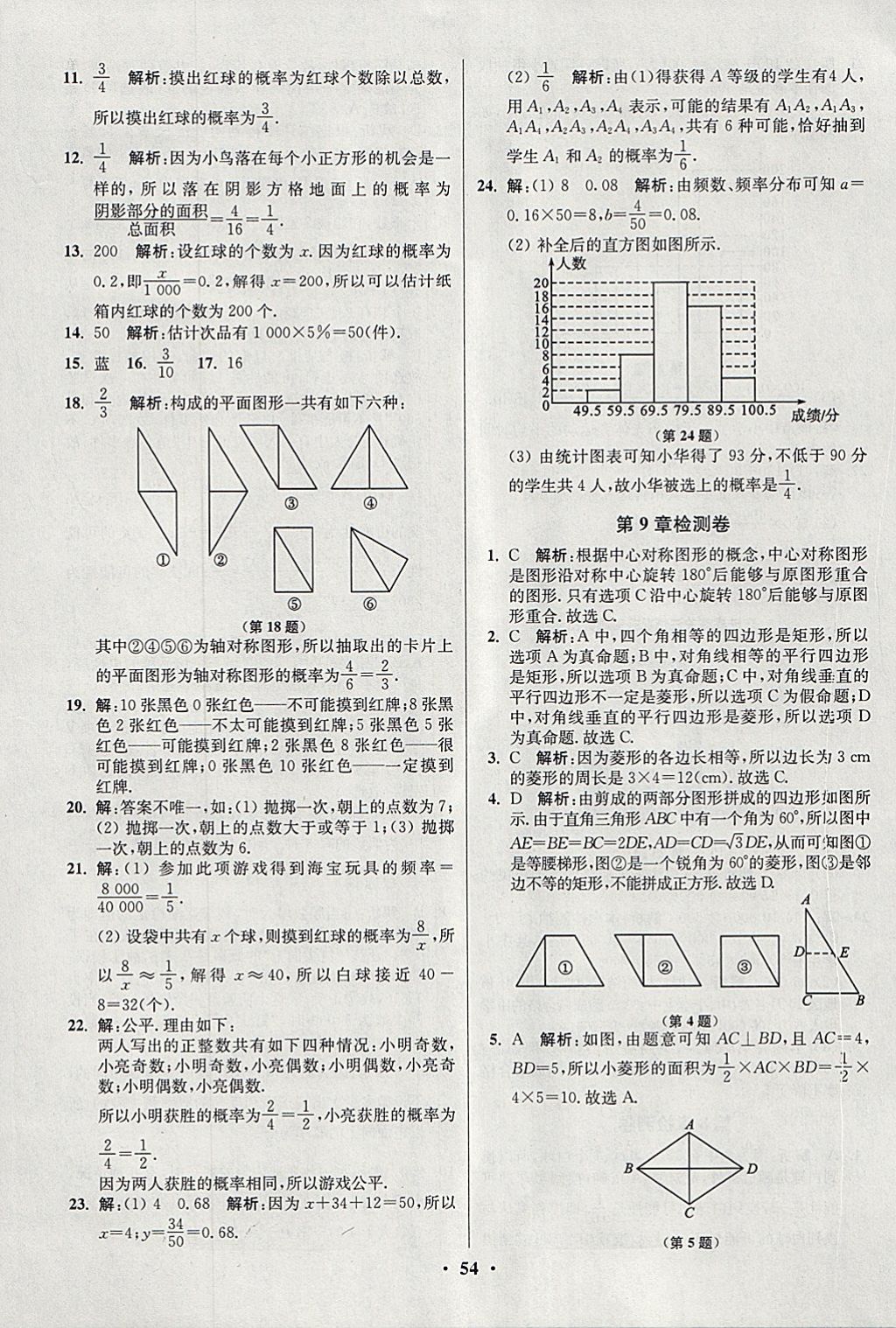 2018年初中数学小题狂做八年级下册苏科版提优版 参考答案第54页