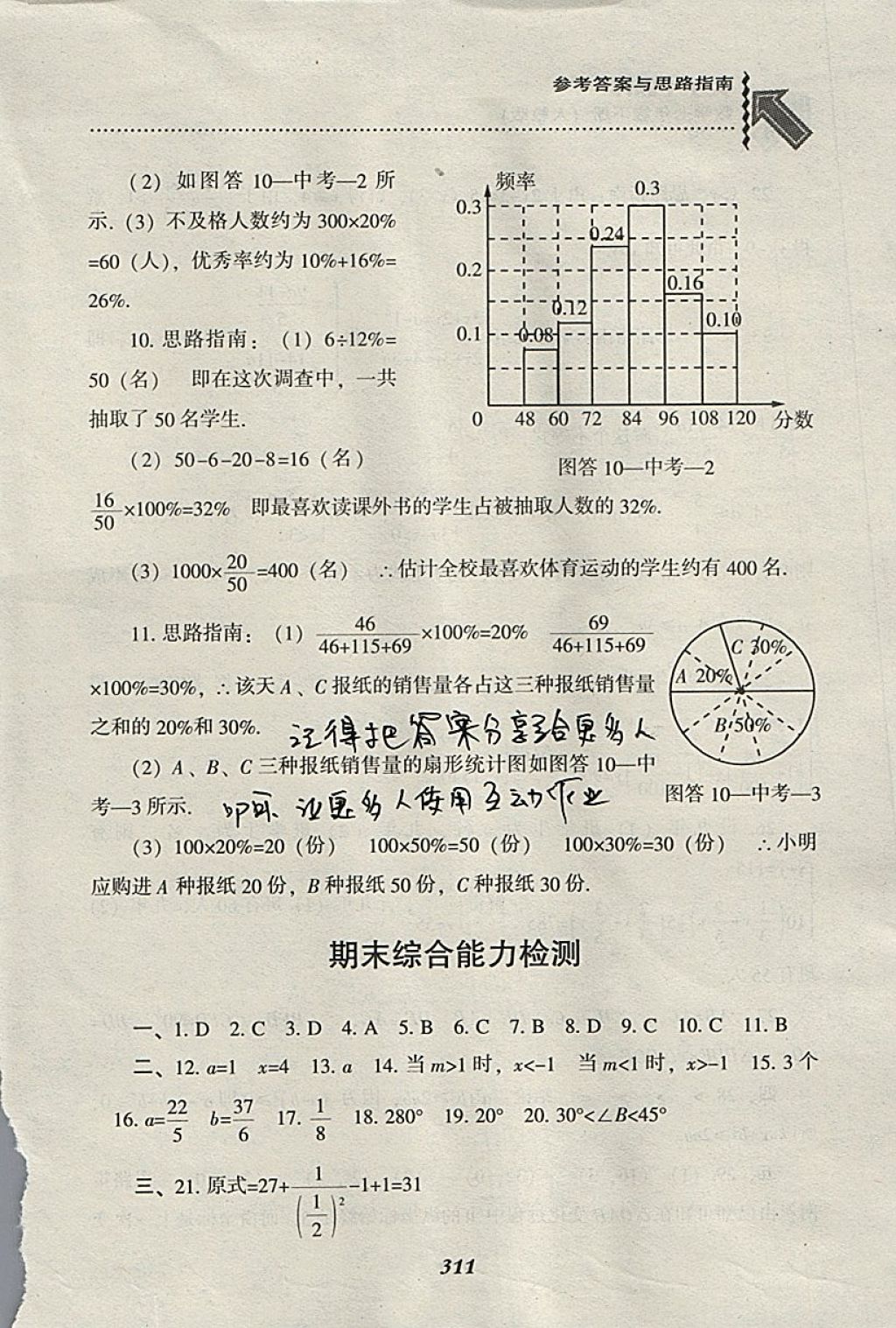 2018年尖子生題庫七年級數(shù)學(xué)下冊人教版 參考答案第83頁