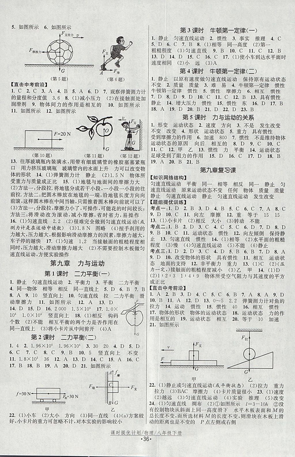 2018年课时提优计划作业本八年级物理下册苏科版 参考答案第4页