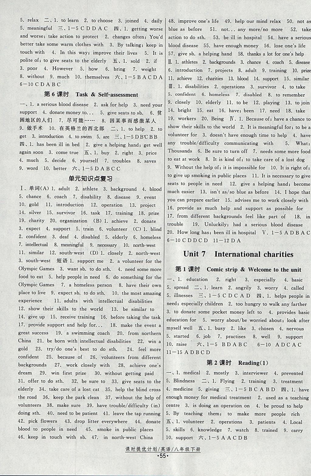 2018年課時提優(yōu)計劃作業(yè)本八年級英語下冊譯林版 參考答案第7頁