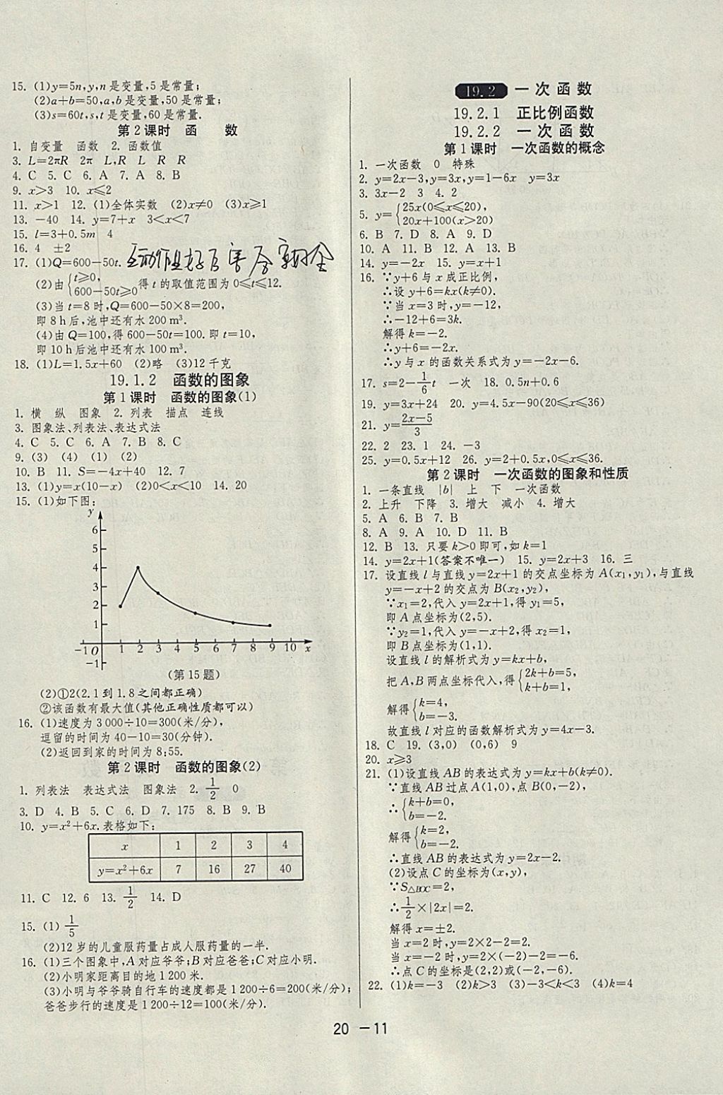 2018年1課3練單元達(dá)標(biāo)測(cè)試八年級(jí)數(shù)學(xué)下冊(cè)人教版 參考答案第11頁(yè)