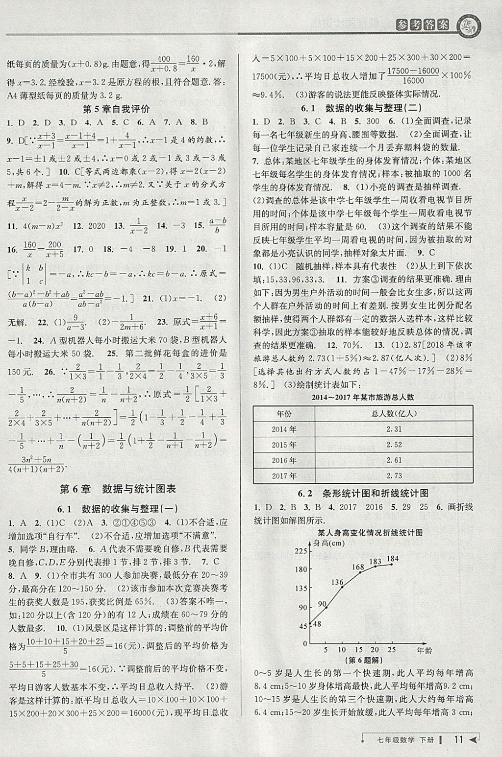 2018年教与学课程同步讲练七年级数学下册浙教版 参考答案第11页