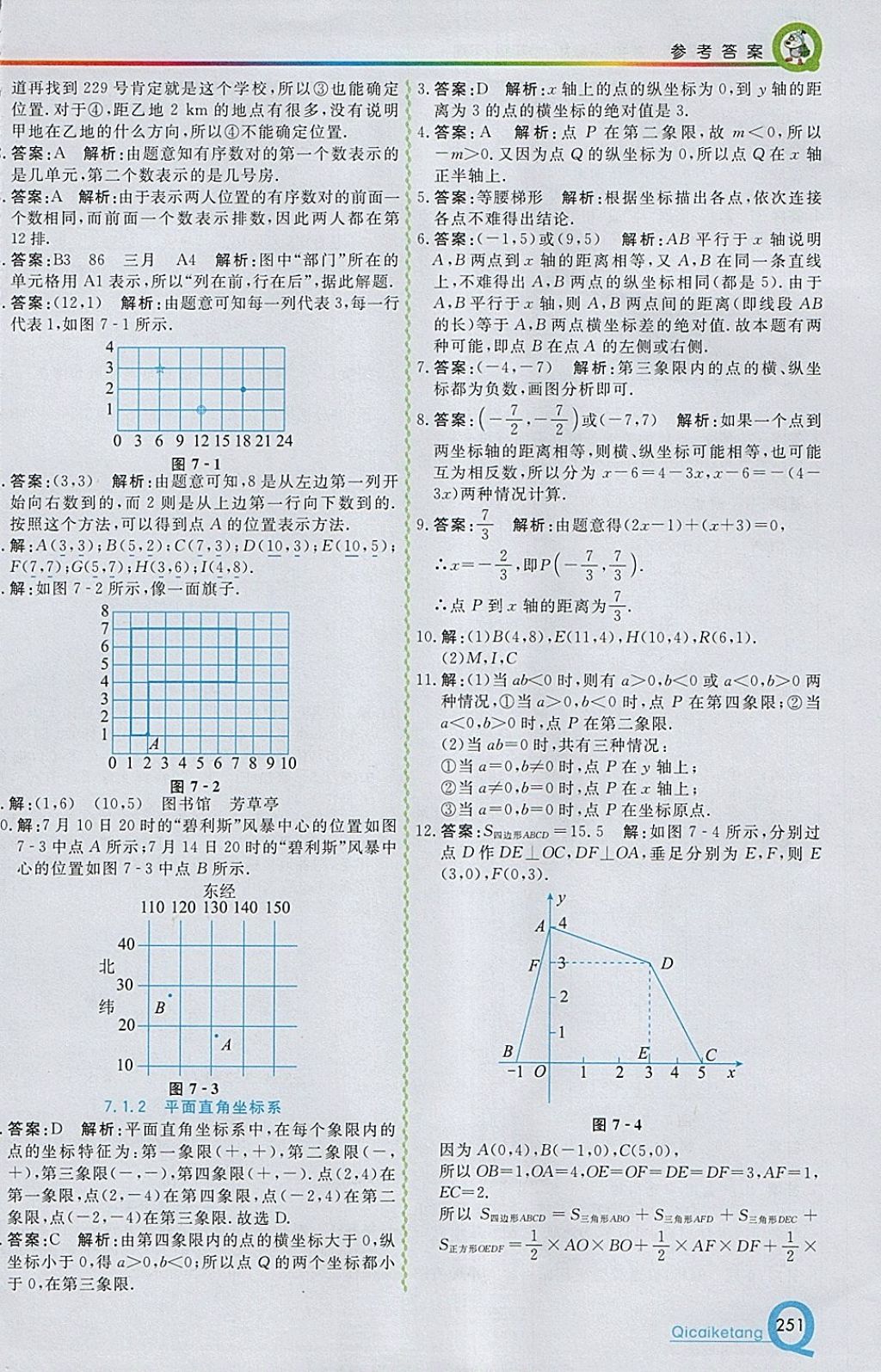 2018年初中一点通七彩课堂七年级数学下册人教版 参考答案第7页